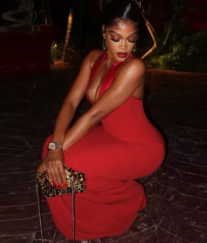 Red Satin V Neck Bodycon Sleeveless Maxi Dress