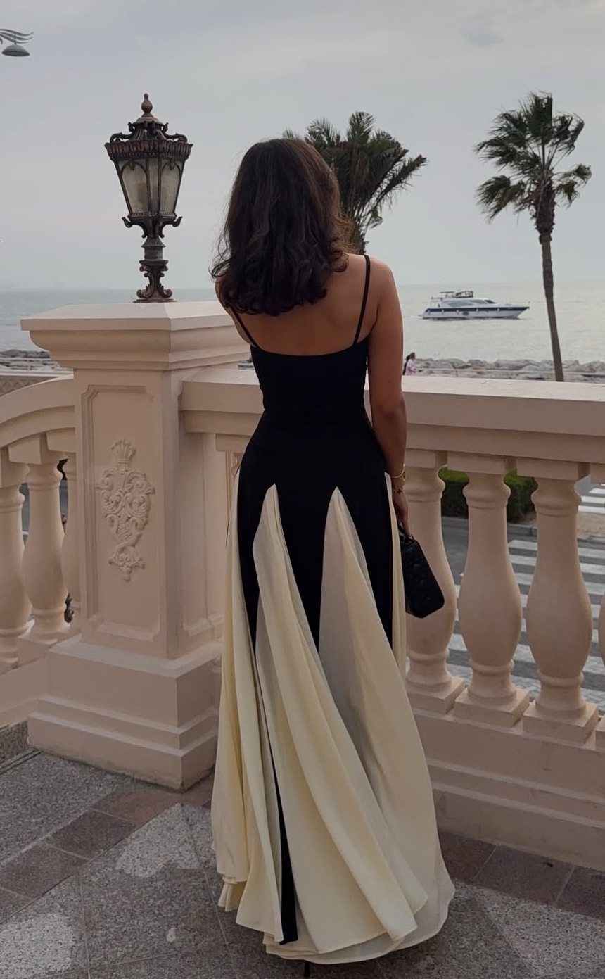 Two Tone Contrast Elegant Sleeveless Maxi Dress