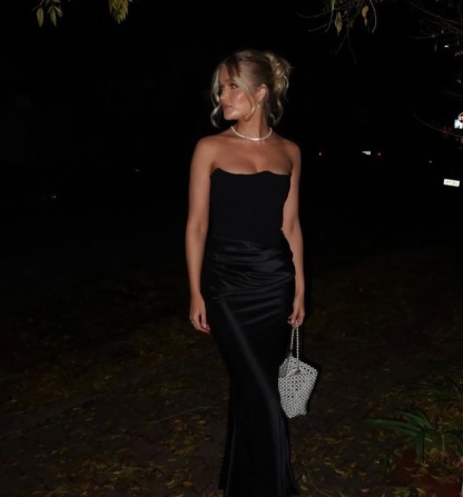 Black Elegant Ruched Satin Silk Maxi Dress