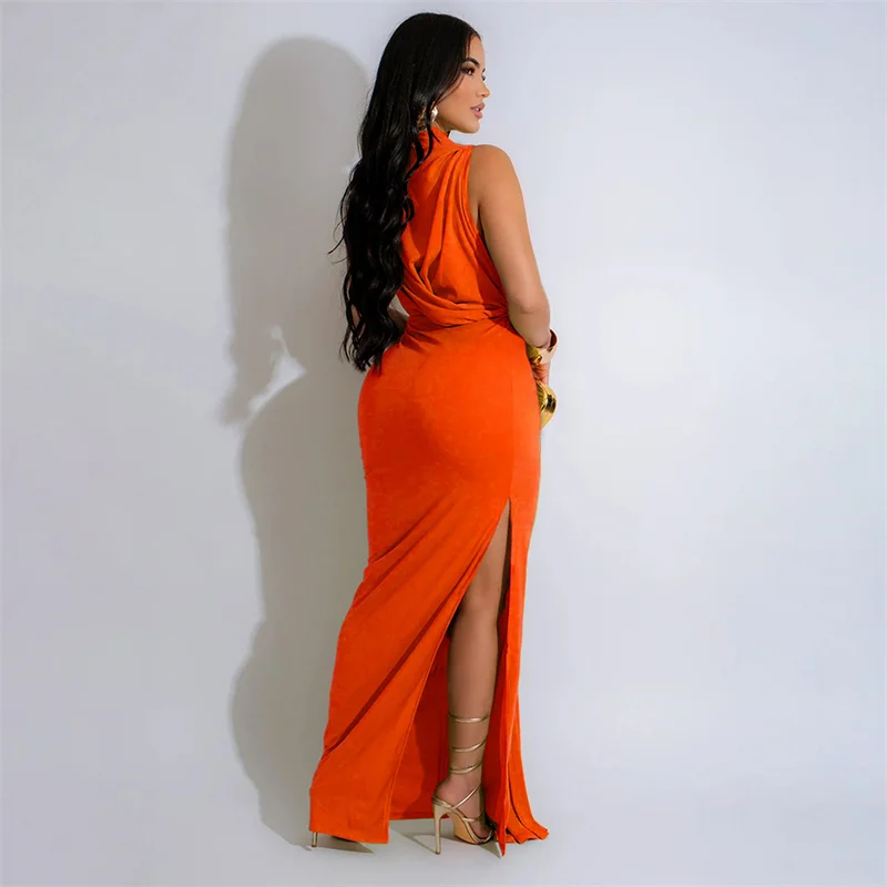 Gold Ring Detail Bodycon Maxi Dress