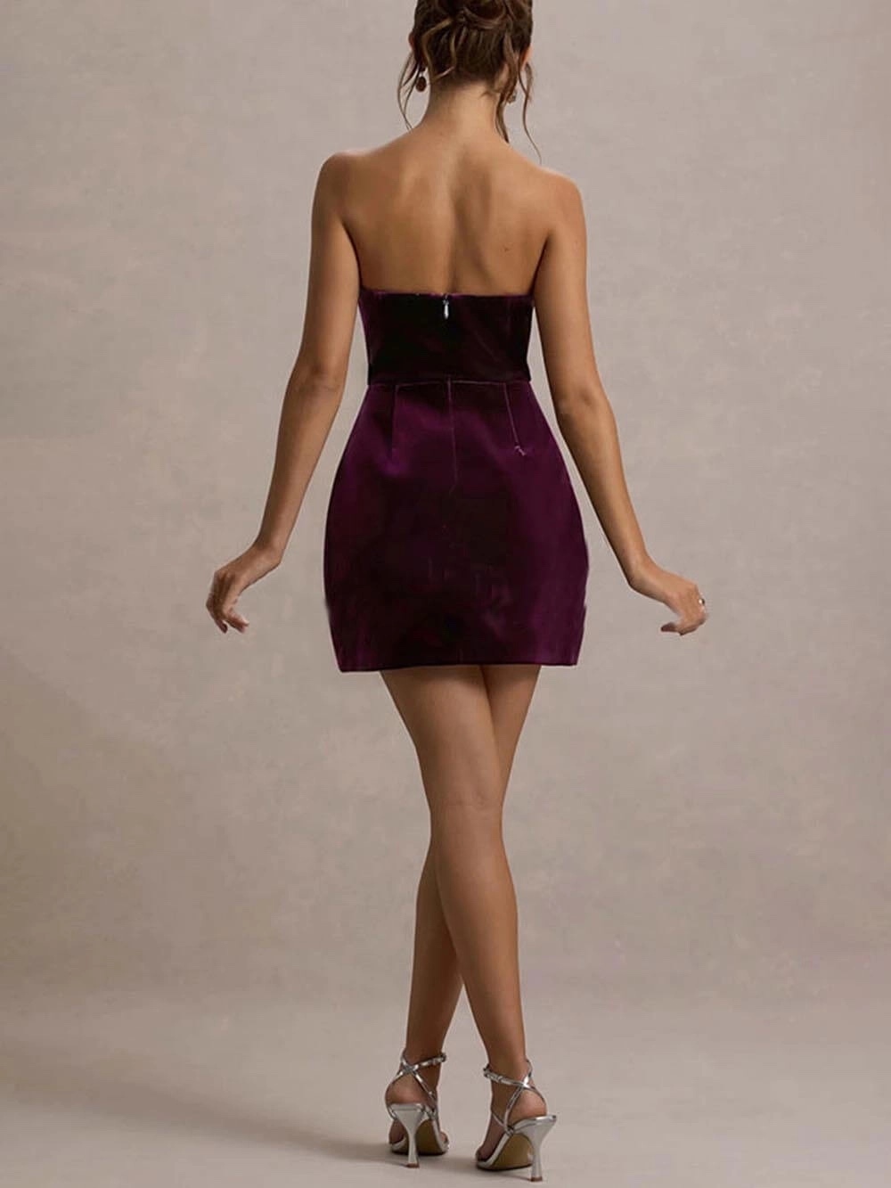 Strapless Diamond Rhinestone Hem A-Line Mini Dress