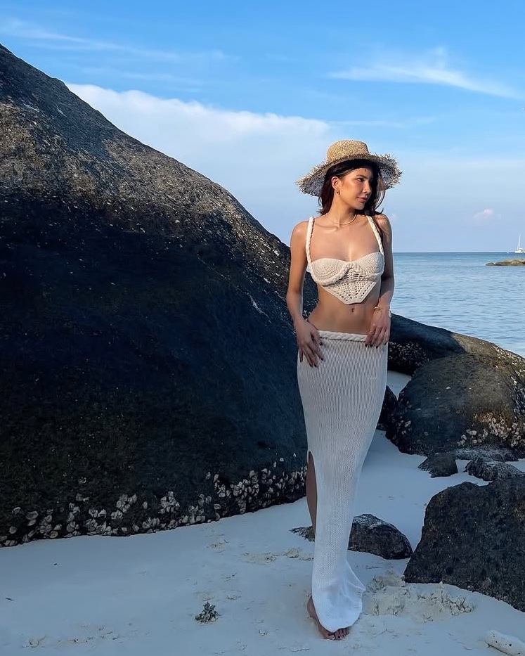 Crochet Summer Beachwear Crop Top & Maxi Skirt Set