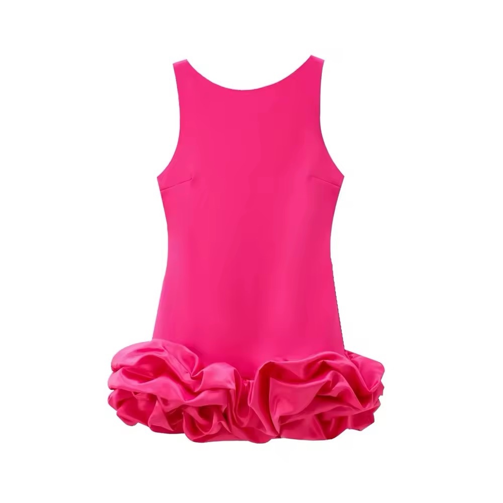 Bubble Hem Ruffle Sleeveless Mini Dress With Built in Shorts