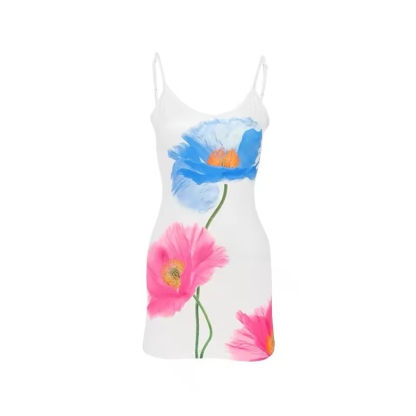 Floral Summer Holiday Spaghetti Strap Mini Dress