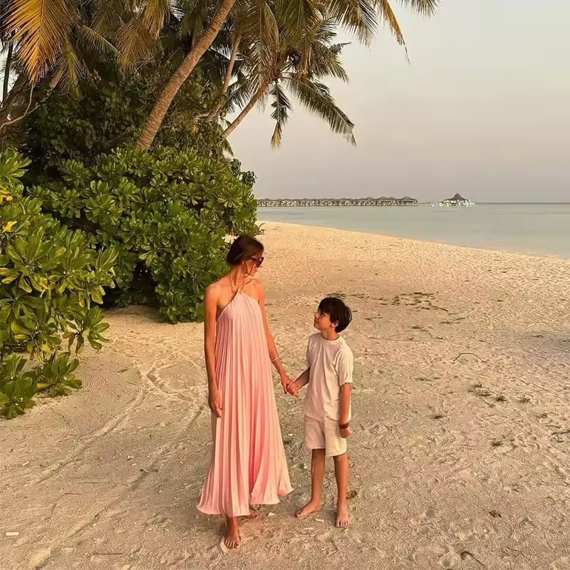 Pleated Halter A Line Summer Vacation Maxi Dress