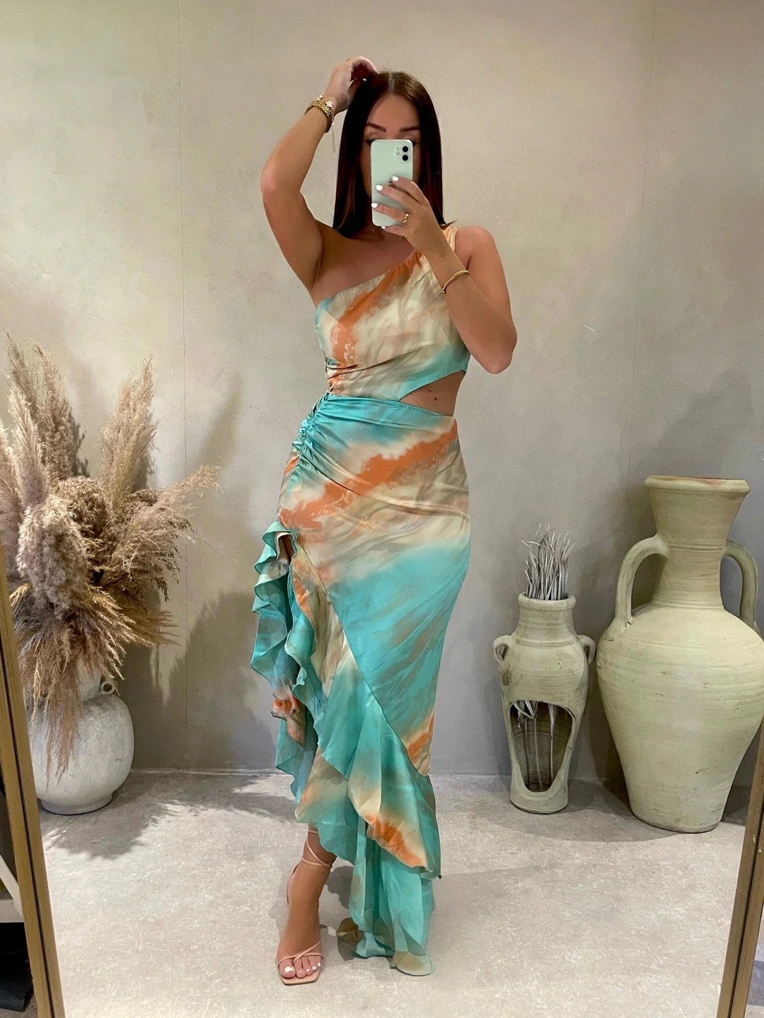 Blue One Shoulder Split Summer Maxi Dress