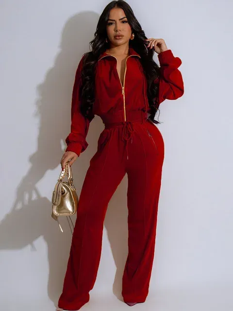 Casual Tracksuits Zipper Long Sleeve Jacket Top and Sweatspants Tracksuit Set