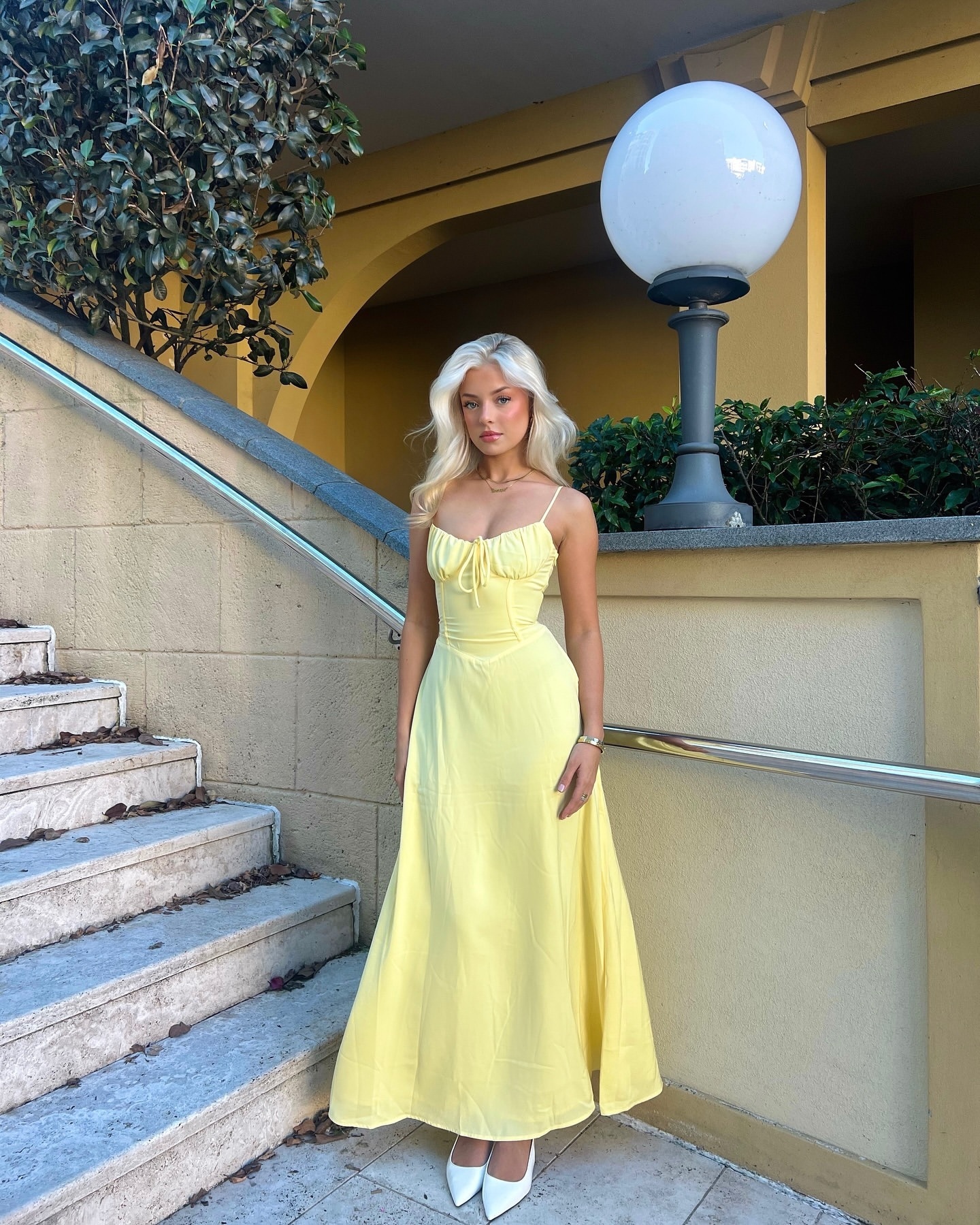 Yellow Spaghetti Strap Summer Holiday Vacation A Line Maxi Dress
