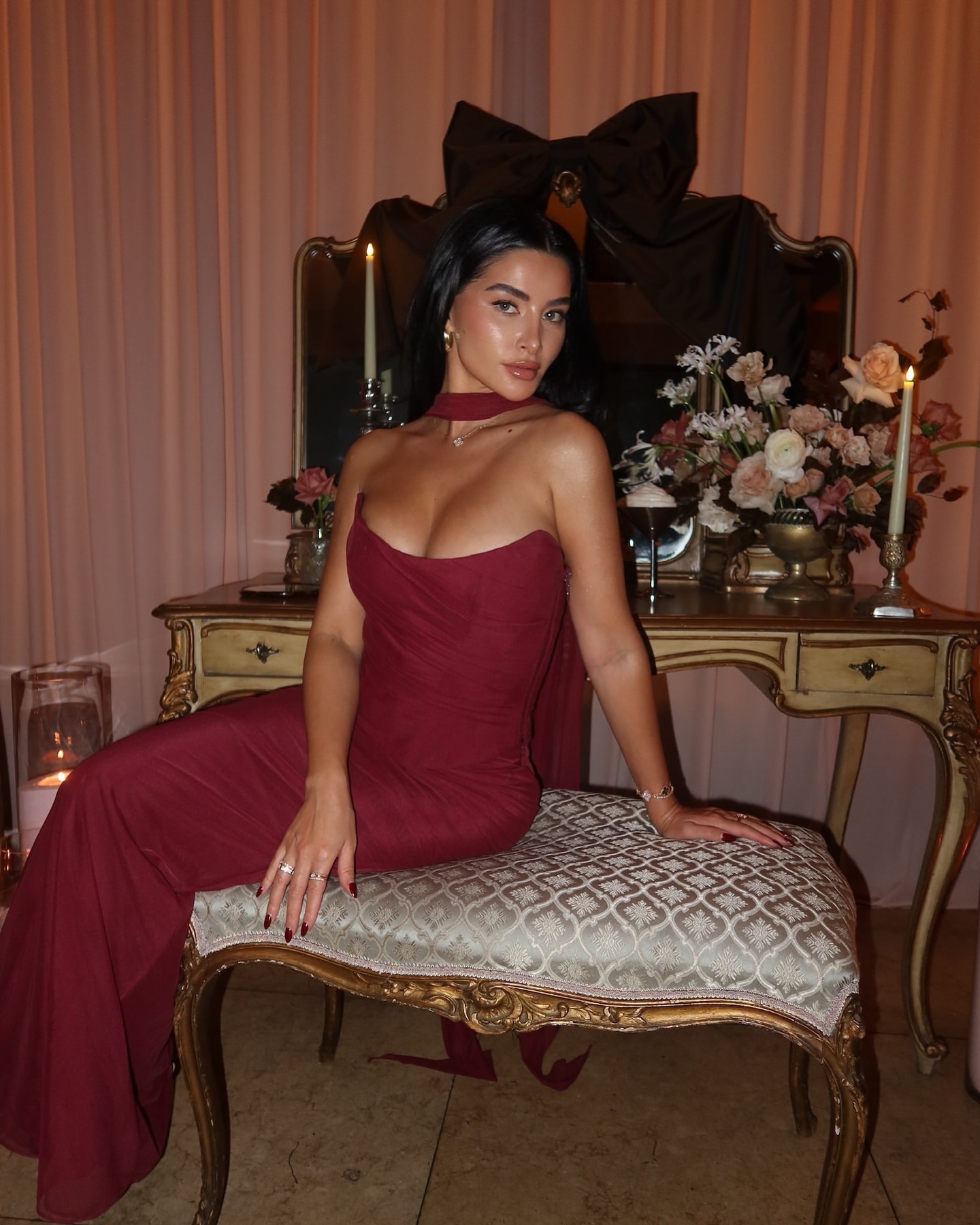 Burgundy Strapless Bodycon Long Elegant Maxi Dress
