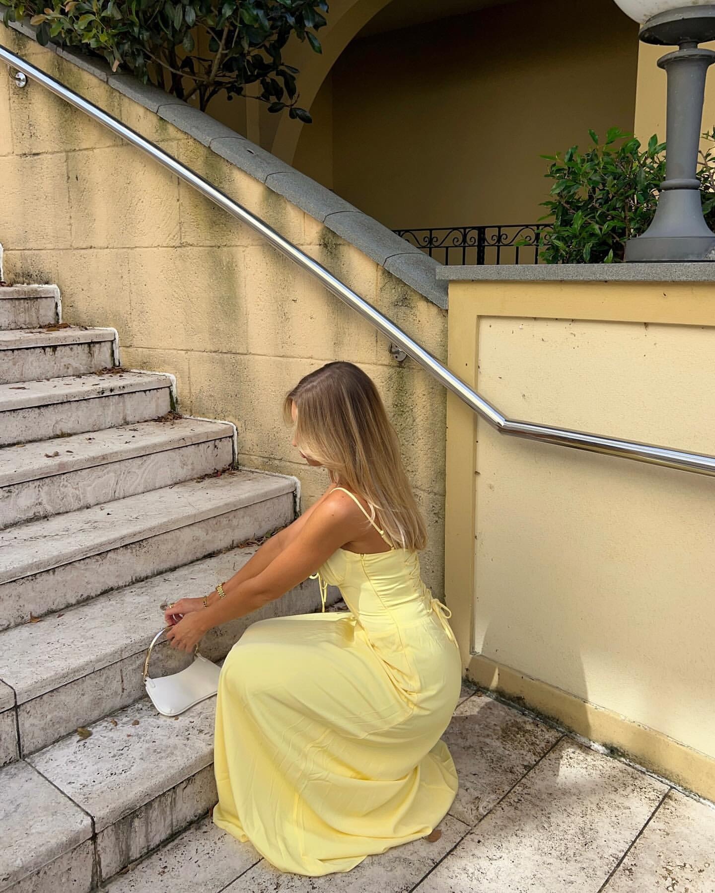 Yellow Spaghetti Strap Summer Holiday Vacation A Line Maxi Dress