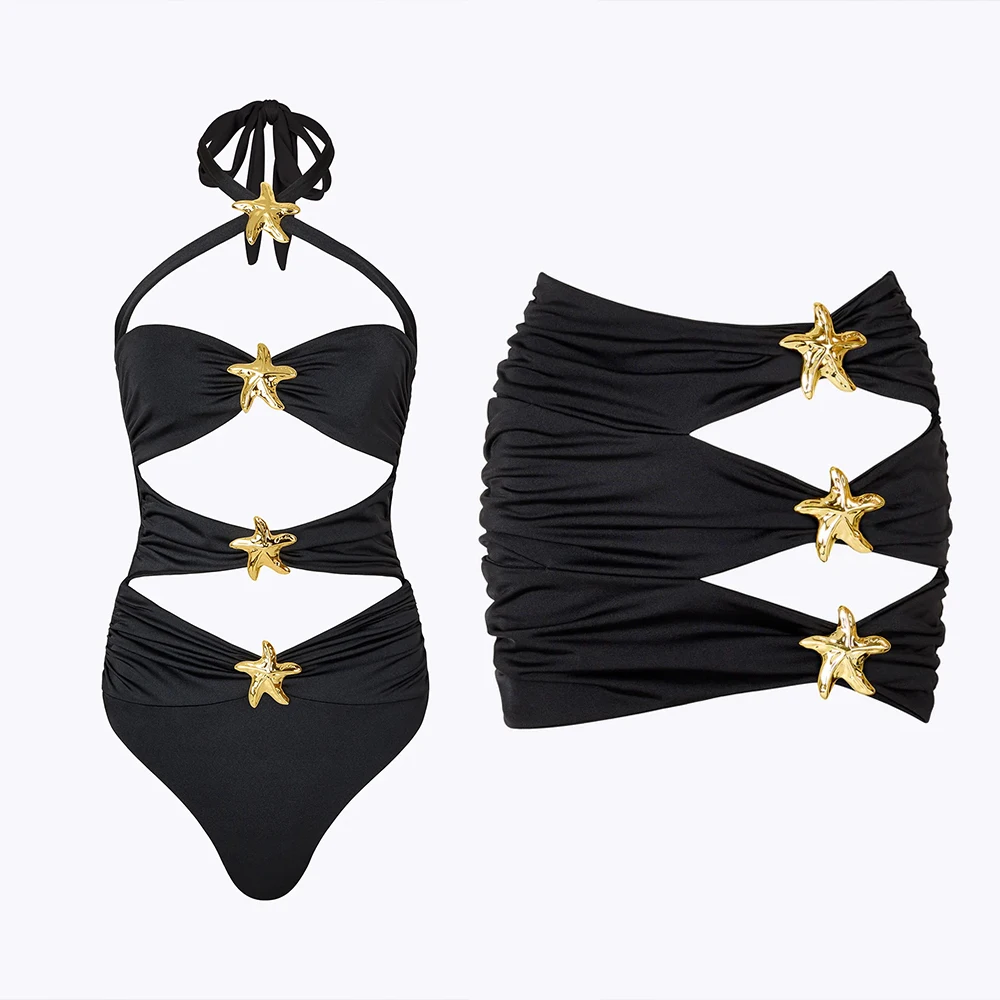 Starfinsh Cut Out One Piece Bikini Set