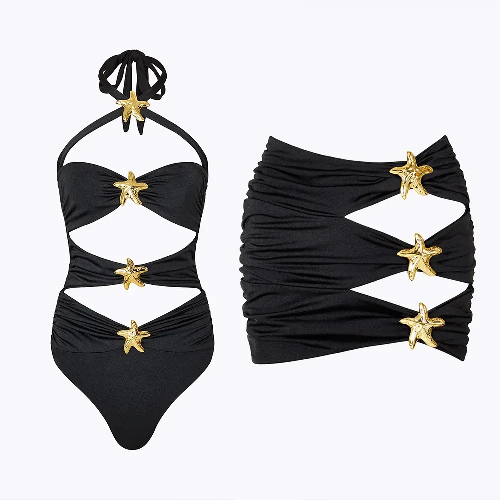 Starfinsh Cut Out One Piece Bikini Set