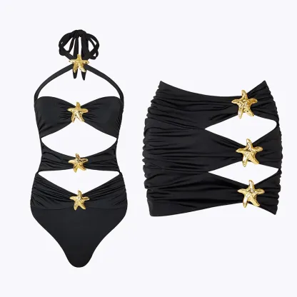 Starfinsh Cut Out One Piece Bikini Set