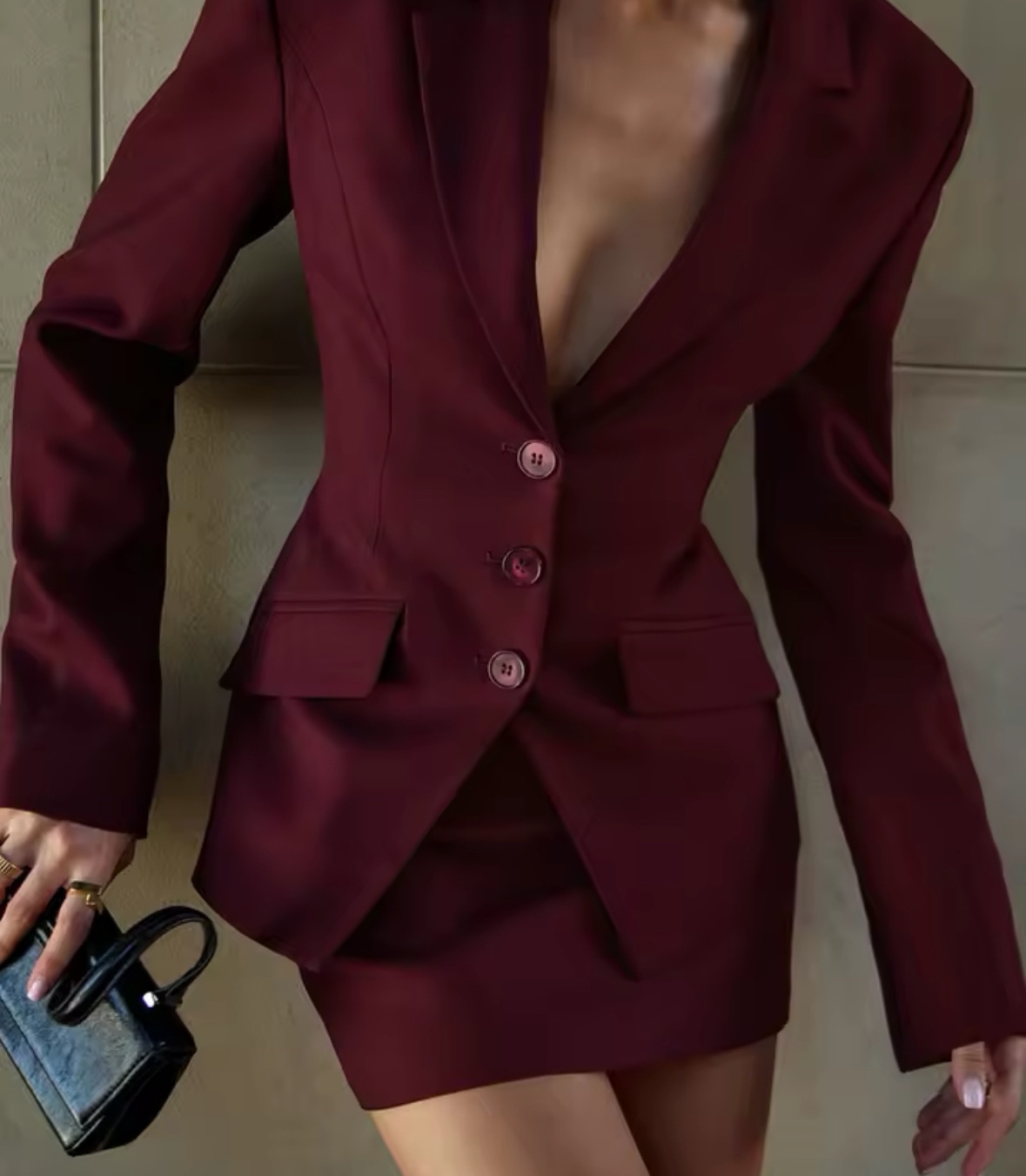 Elegant Blazer Long Sleeve & Mini Skirt Set