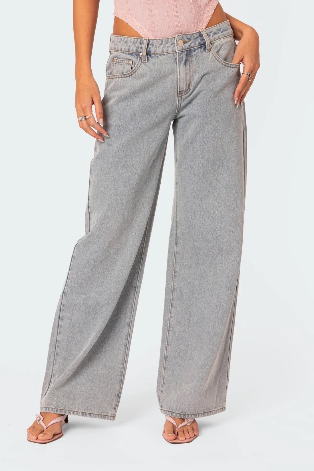 Pink Bow Pocket Straight Leg Boyfriend Jeans