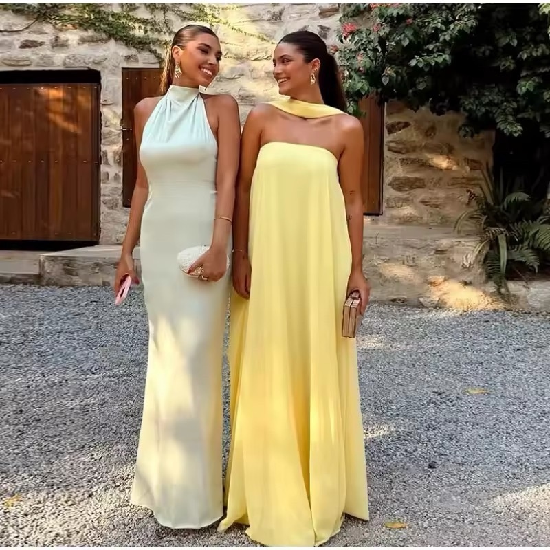 Yellow Elegant Occasion Strapless Maxi Dress
