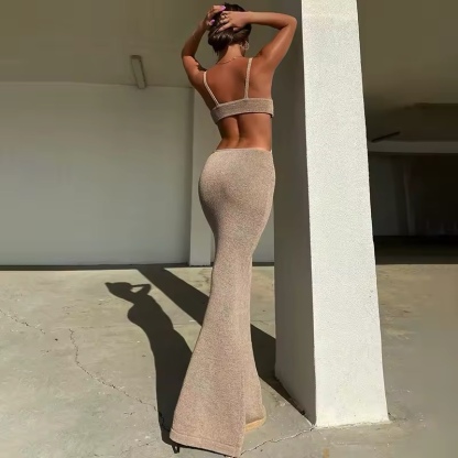 Sleeveless Cut Out Summer Holiday Bodycon Open Backless Maxi Dress