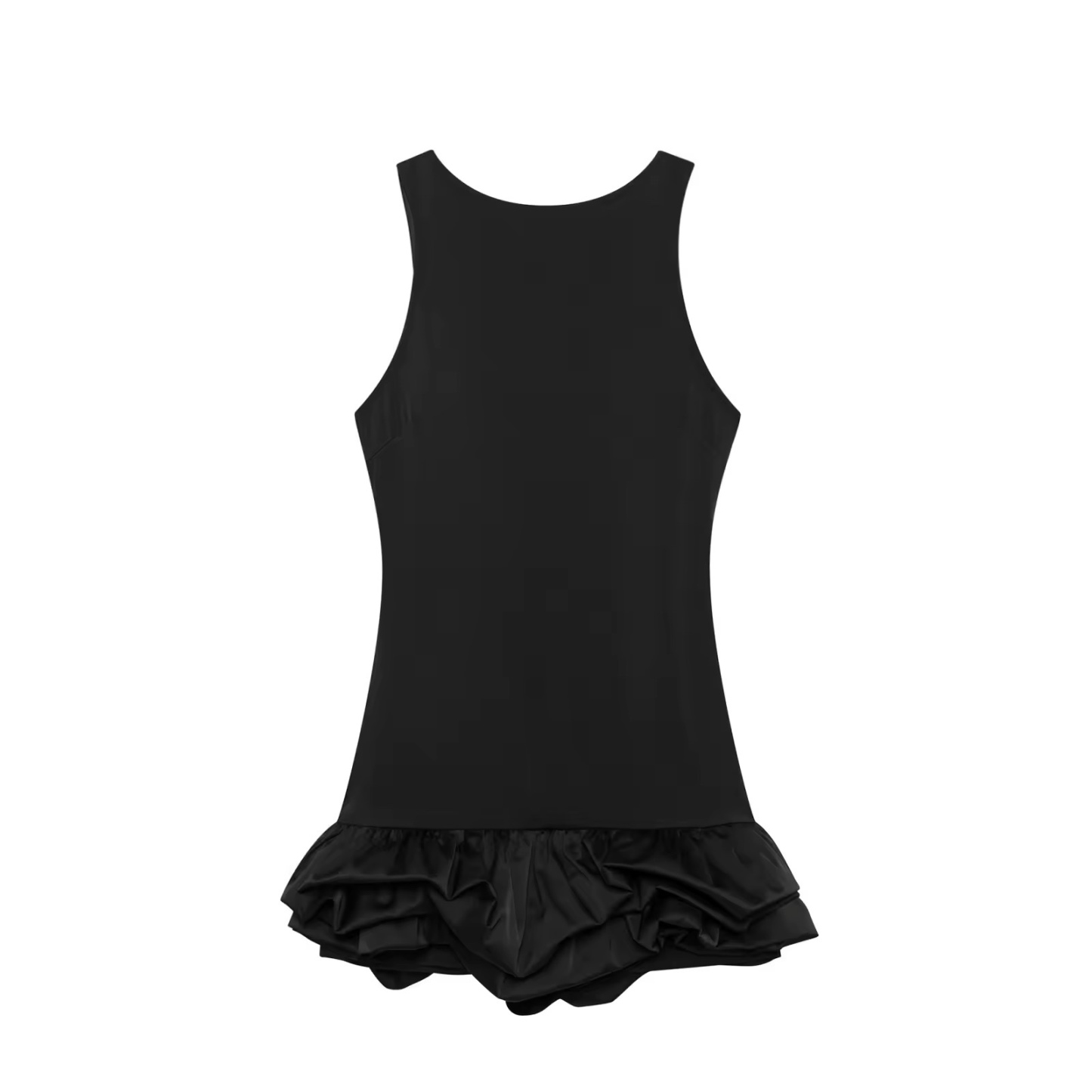 Bubble Hem Ruffle Sleeveless Mini Dress With Built in Shorts