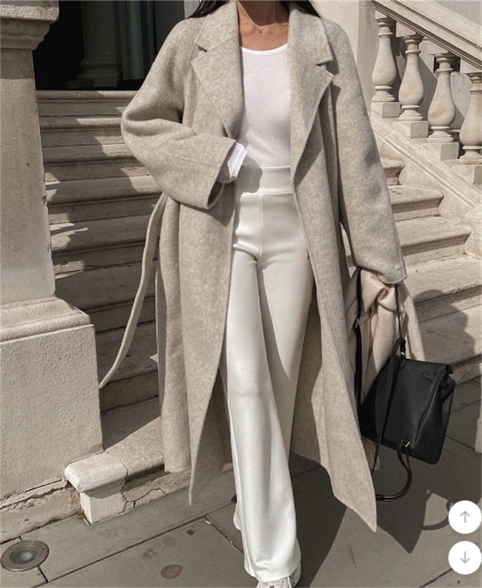 Long Sleeve Turn Collar Ankle Length Coat
