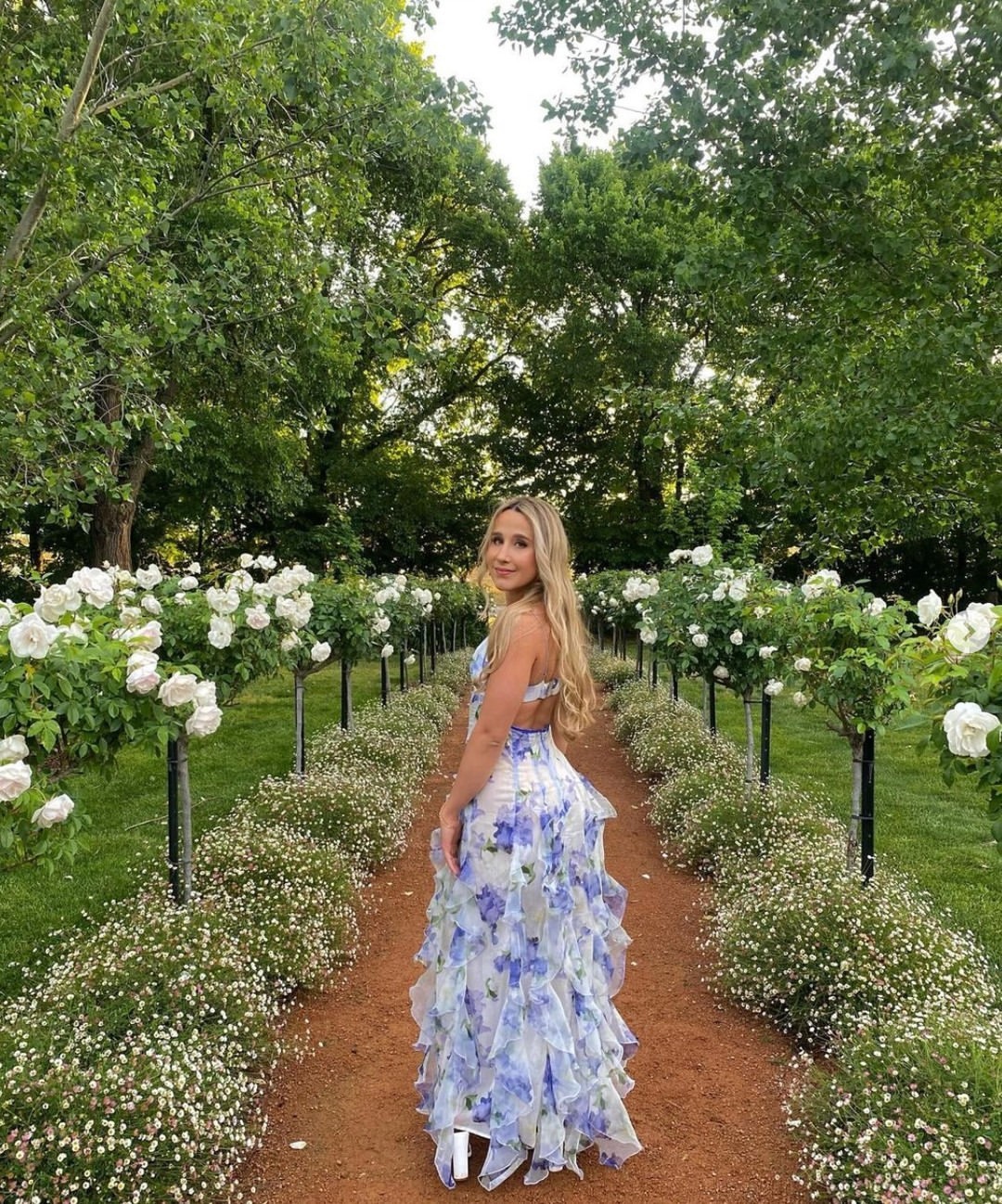 Floral V Neck Ruffle Summer Vacation Maxi Dress