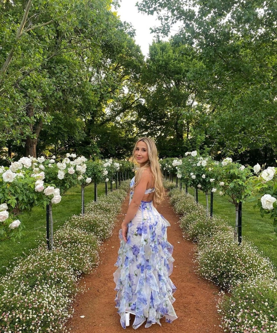 Floral V Neck Ruffle Summer Vacation Maxi Dress