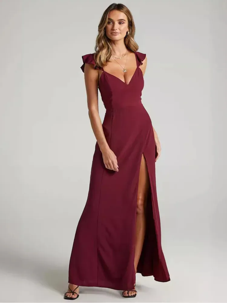 Sleeveless High Slit Bodycon Evening Maxi Dress