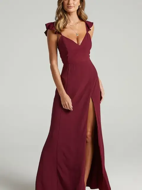 Sleeveless High Slit Bodycon Evening Maxi Dress