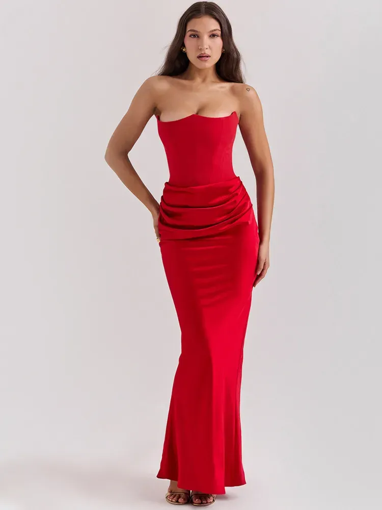 Strapless Ruched Bodycon Occasion Formal Dress
