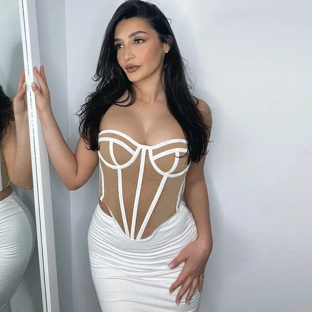 Corset Style Contrast Color Crop Top