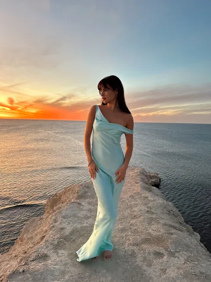 Blue Elegant Formal Occasion Maxi Dress