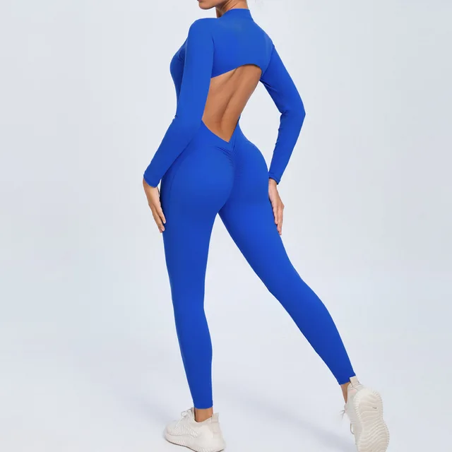 Long Sleeved Backless Bodycon Gym Outfit