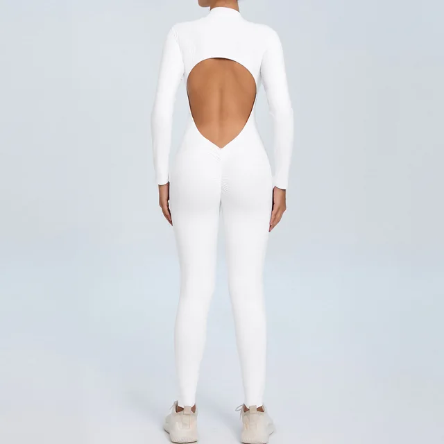 Long Sleeved Backless Bodycon Gym Outfit