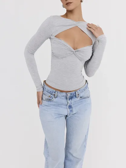 Long Sleeve Cut Out Basic Top