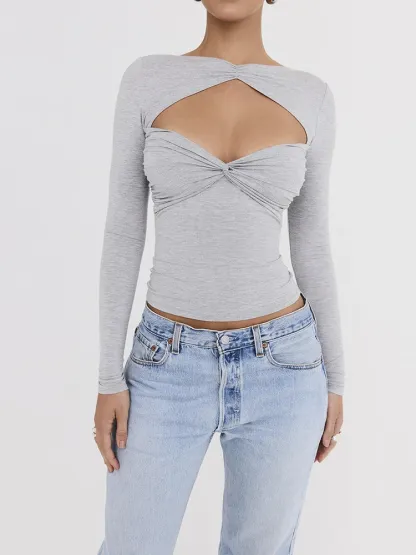 Long Sleeve Cut Out Basic Top