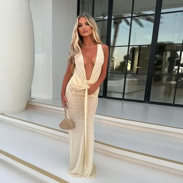 V-Neck Beach Vacation Top & Skirt Set