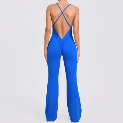 Backless Jumpsuit Gym Set Yoga