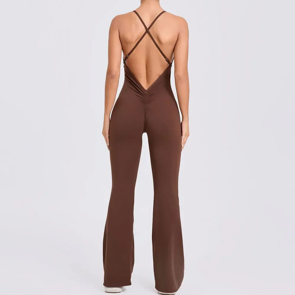 Backless Jumpsuit Gym Set Yoga