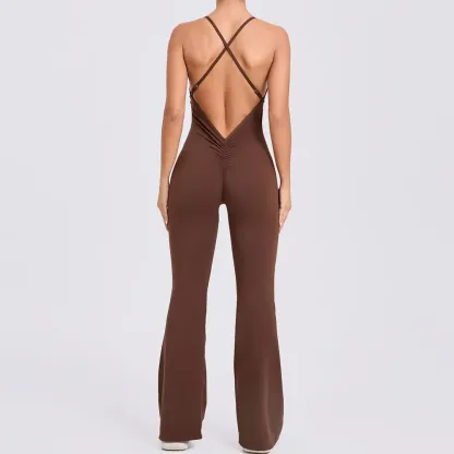 Backless Jumpsuit Gym Set Yoga