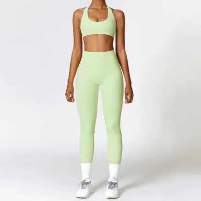 Seamless High Waist Leggings Sports Bra Gym Outfit