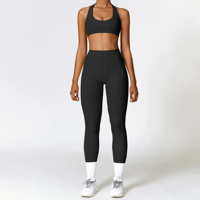 Seamless High Waist Leggings Sports Bra Gym Outfit