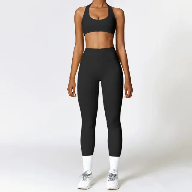 Seamless High Waist Leggings Sports Bra Gym Outfit