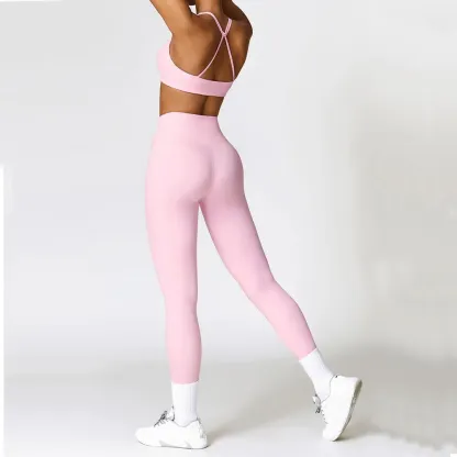 Seamless High Waist Leggings Sports Bra Gym Outfit