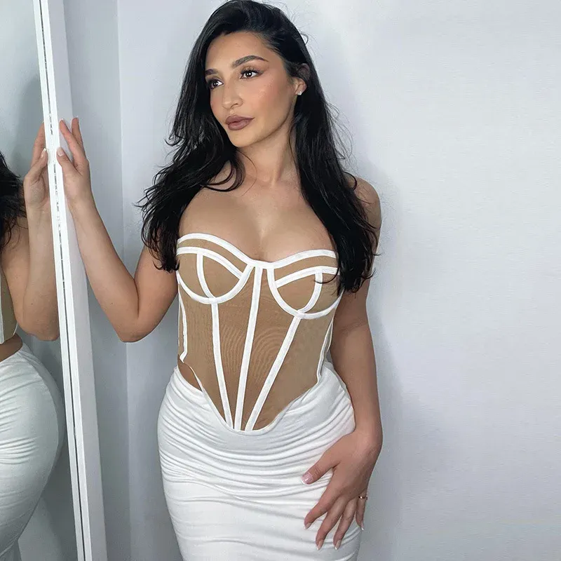 Corset Style Contrast Color Crop Top