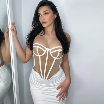 Corset Style Contrast Color Crop Top