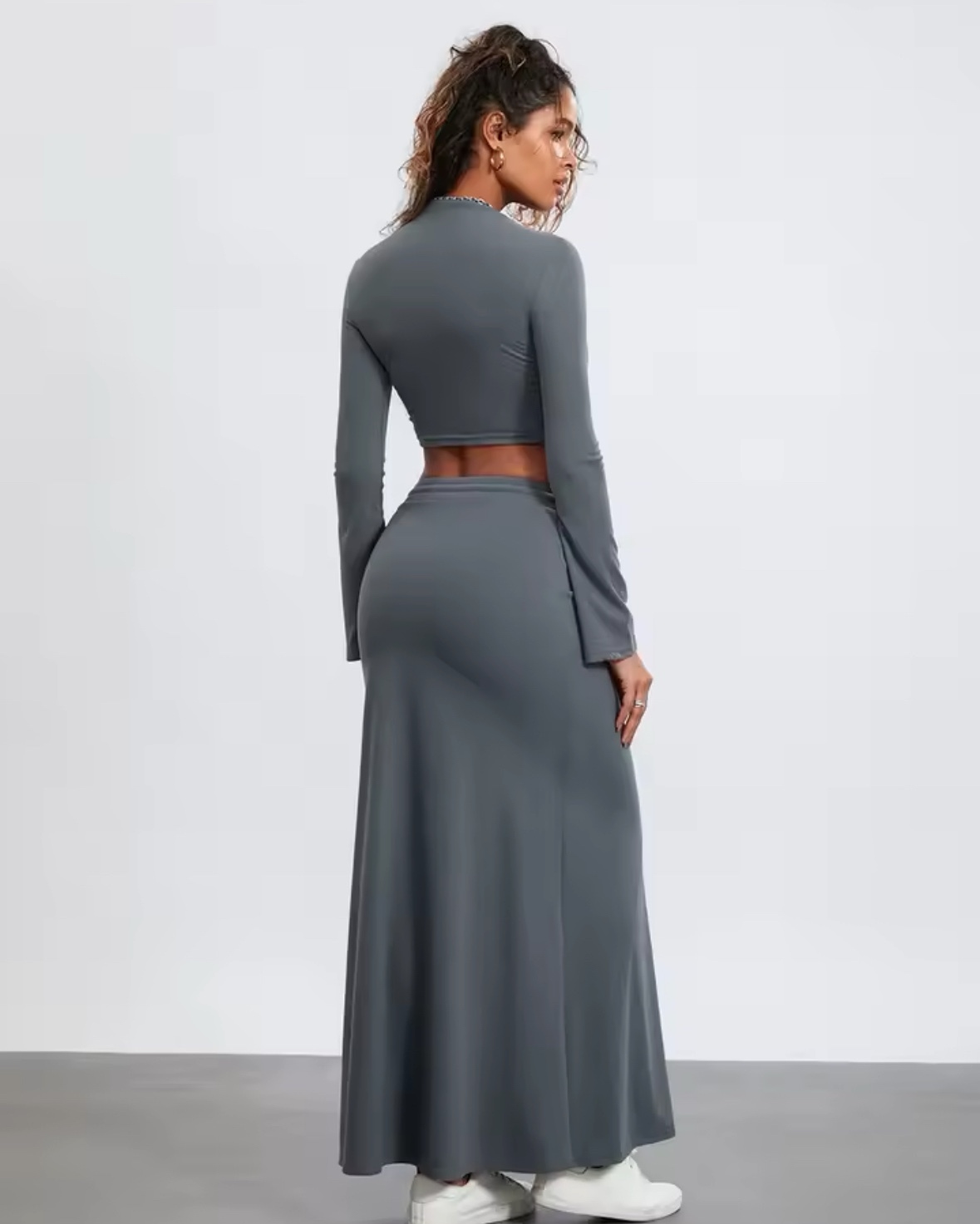 Crop Top & Maxi Bodycon Skirt Casaul Set