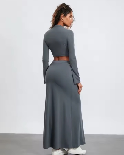 Crop Top & Maxi Bodycon Skirt Casaul Set