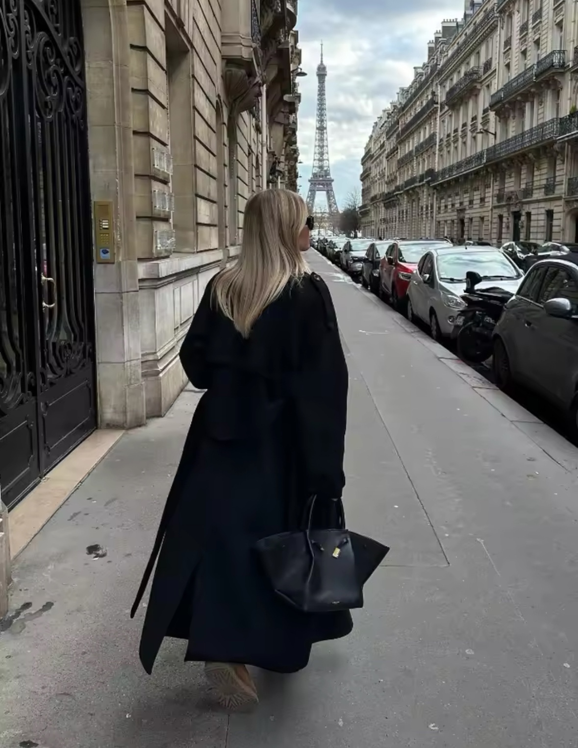 Black Long Sleeve Turn Collar Ankle Length Coat