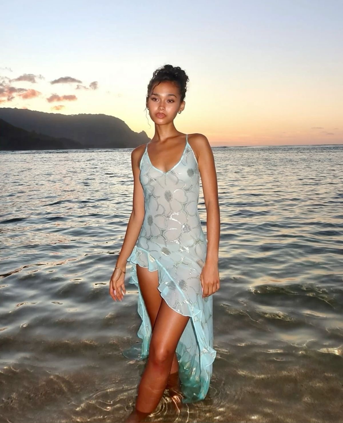 Sequin Holiday Vacation V Neck Sleeveless Spaghetti Strap Spilt Maxi Dress