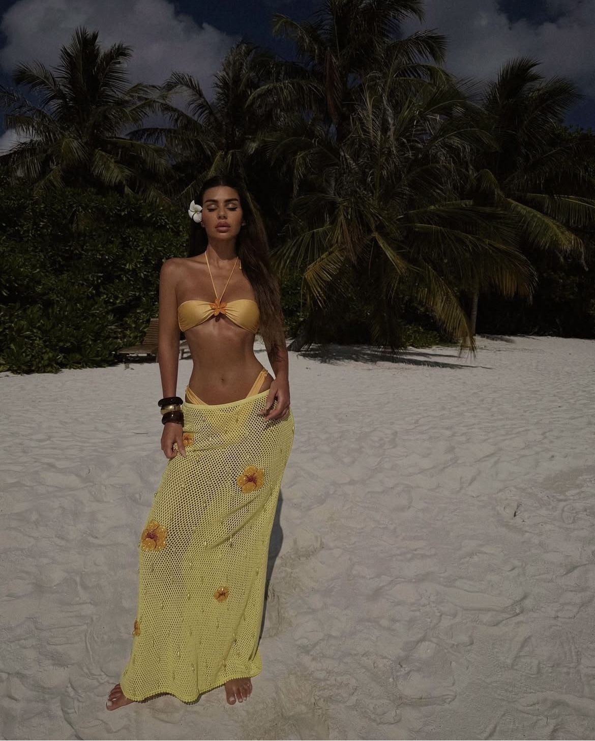 Yellow Halter 3 Bikini Floral Bikini Set