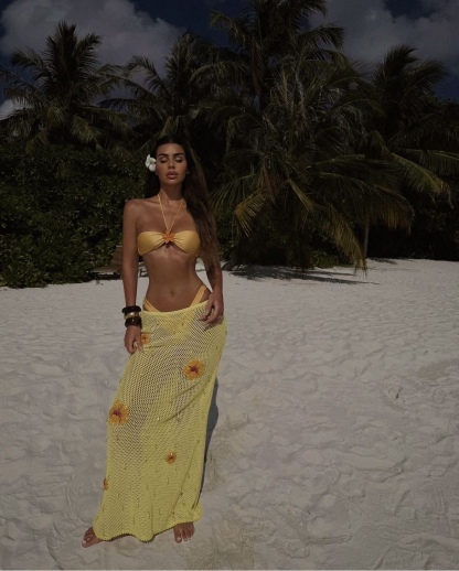 Yellow Halter 3 Bikini Floral Bikini Set